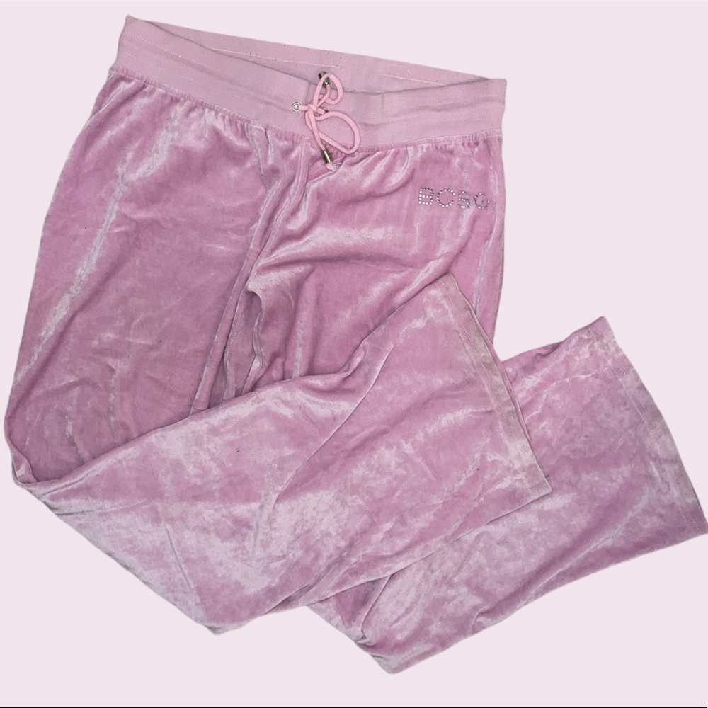 BCBG Y2K Pastel Lavender Velour Velvet Tracksuit Flare Pants